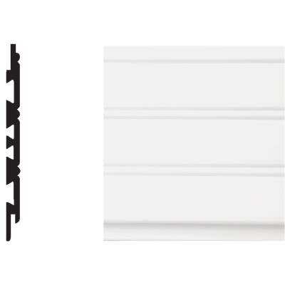 Royal 3/8 In. W. x 5-5/32 In. H. x 8 Ft. L. White PVC Wainscot Plank