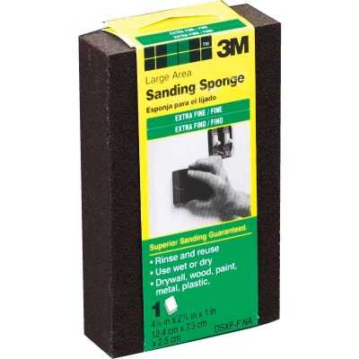 3M 2-7/8 In. x 4-7/8 In. x 1 In. Large Area Sanding Sponge, Extra Fine/Fine