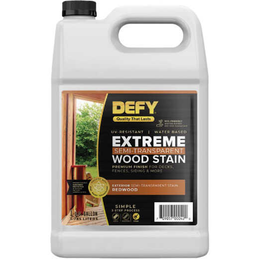 DEFY Extreme Semi-Transparent Exterior Wood Stain, Redwood, 1 Gal. Bottle