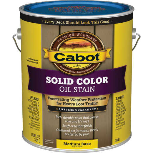 Cabot VOC Solid Color Oil Deck Stain, 7608 Medium Base, 1 Gal.